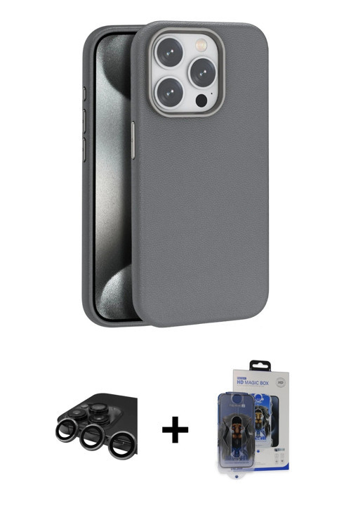 ieg™ iPhone 15 Pro Max Kılıf Zirve Modern Prime - Siyah Vanessa Magic Cam + Titanyum Gri Raze Metal
