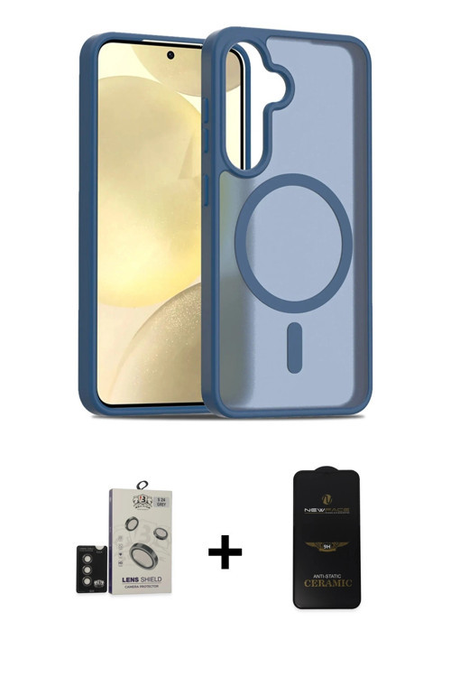 ieg™ Galaxy S24 Kılıf Siluet Minimal Prime - Siyah 6D Antistatik Mat Seramik Hayalet Nano Ekran Koru