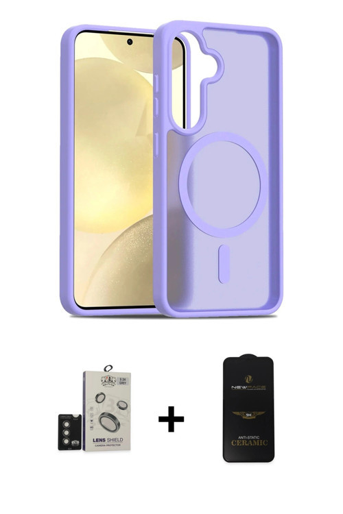 ieg™ Galaxy S24 Kılıf Siluet Minimal Prime - Siyah 6D Antistatik Mat Seramik Hayalet Nano Ekran Koru