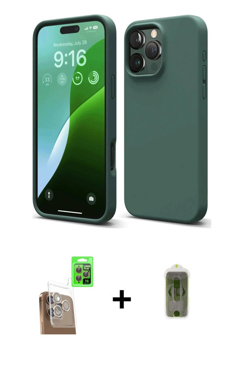 ieg™ iPhone 16 Pro Max Kılıf Kozmos Yansıma Özel Seri - Siyah Joko Magic 5D Hayalet Cam + Çöl Titany