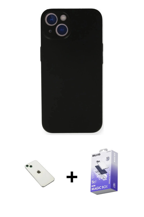 ieg™ iPhone 14 Kılıf Yadigar Yansıma Serisi - Siyah Bilvis 5in1 5D Magic Hayalet Cam Ekran Koruyucu