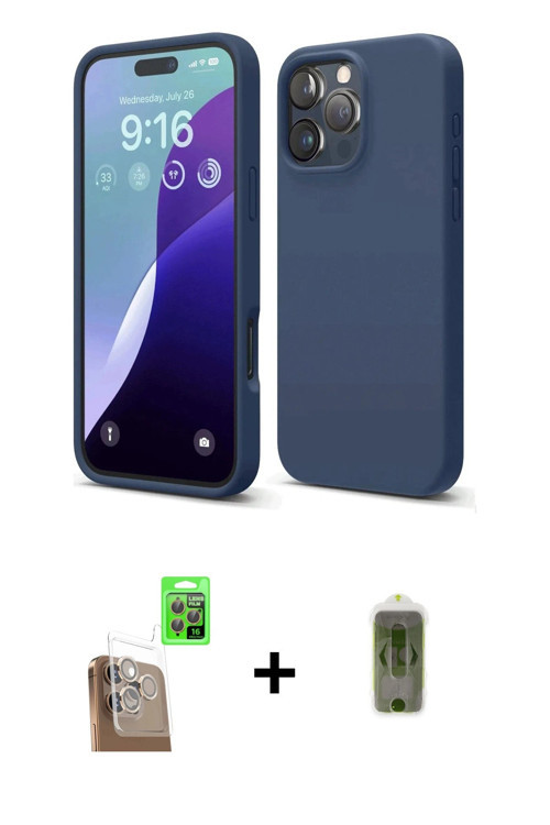 ieg™ iPhone 16 Pro Max Kılıf Kozmos Yansıma Özel Seri - Siyah Joko Magic 5D Hayalet Cam + Çöl Titany