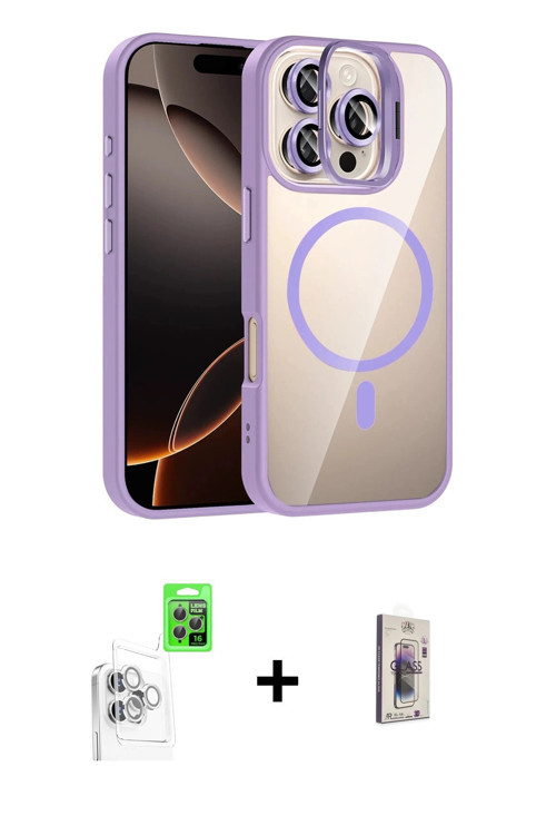 ieg™ iPhone 16 Pro Max Kılıf Yadigar Asil Koleksiyonu - Siyah Bilvis 3D Cam Ekran Koruyucu + Beyaz R