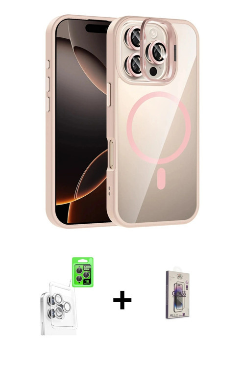 ieg™ iPhone 16 Pro Max Kılıf Yadigar Asil Koleksiyonu - Siyah Bilvis 3D Cam Ekran Koruyucu + Beyaz R