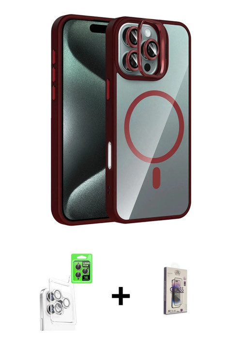 ieg™ iPhone 16 Pro Max Kılıf Yadigar Asil Koleksiyonu - Siyah Bilvis 3D Cam Ekran Koruyucu + Beyaz R