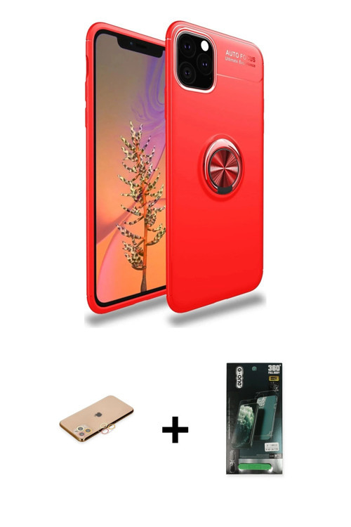 ieg™ iPhone 11 Pro Kılıf Yankı Form Prime - Siyah 360 Mat Full Body Arka Koruyucu + Turuncu Renkli K