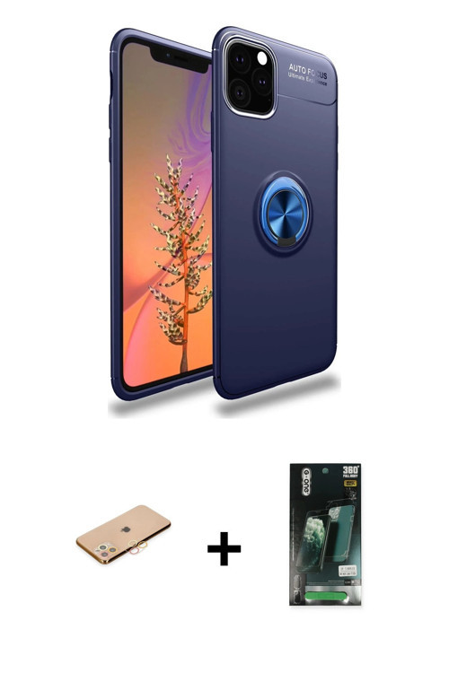 ieg™ iPhone 11 Pro Kılıf Yankı Form Prime - Siyah 360 Mat Full Body Arka Koruyucu + Turuncu Renkli K