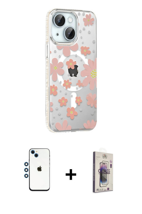 ieg™ iPhone 14 Kılıf Yörünge Işık Prime - Siyah Bilvis 3D Cam Ekran Koruyucu + Mavi Shine Kamera Len