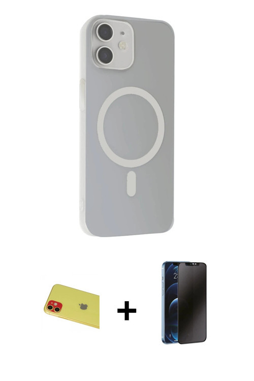 ieg™ iPhone 11 Kılıf Çekirdek Modern Prime - Siyah 3D Antistatik Hayalet Cam Ekran Koruyucu + Kırmız