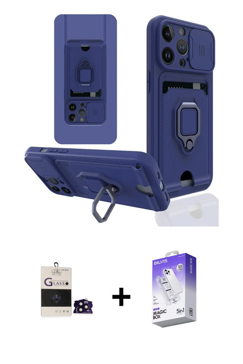 ieg™ iPhone 14 Pro Max Kılıf Vadi Form Prime - Siyah Bilvis 5in1 3D Magic Cam Ekran Koruyucu + Siyah