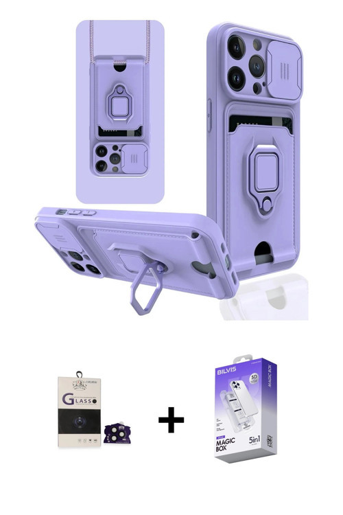 ieg™ iPhone 14 Pro Max Kılıf Vadi Form Prime - Siyah Bilvis 5in1 3D Magic Cam Ekran Koruyucu + Siyah