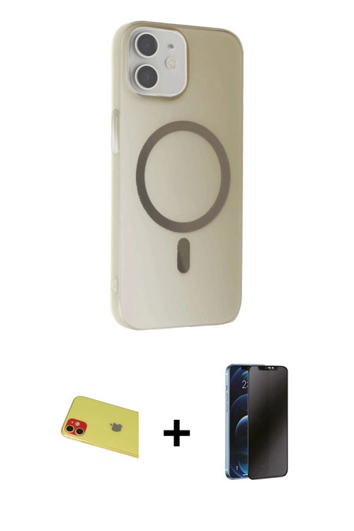 ieg™ iPhone 11 Kılıf Çekirdek Modern Prime - Siyah 3D Antistatik Hayalet Cam Ekran Koruyucu + Kırmız