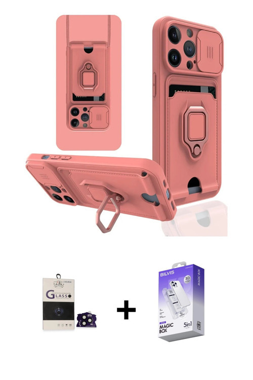 ieg™ iPhone 14 Pro Max Kılıf Vadi Form Prime - Siyah Bilvis 5in1 3D Magic Cam Ekran Koruyucu + Siyah
