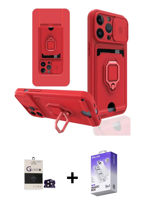ieg™ iPhone 14 Pro Max Kılıf Vadi Form Prime - Siyah Bilvis 5in1 3D Magic Cam Ekran Koruyucu + Siyah