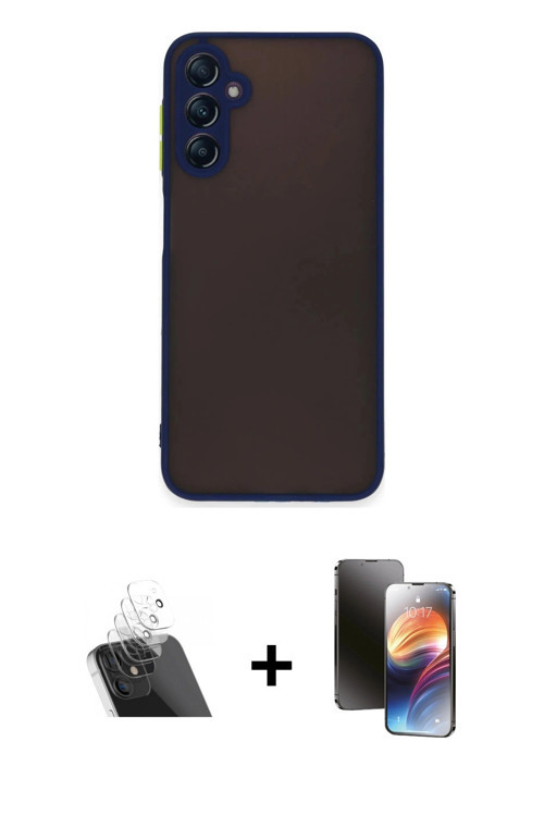 ieg™ Galaxy A14 4G Kılıf Ahenk Çizgi Serisi - Siyah 3D Antistatik Mat Seramik Nano Ekran Koruyucu +