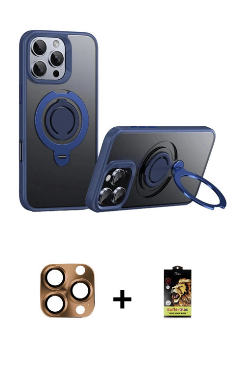 ieg™ iPhone 16 Pro Max Kılıf Zirve Çizgi Prime - Siyah Buffer Cam Ekran Koruyucu + Çöl Titanyum Pers