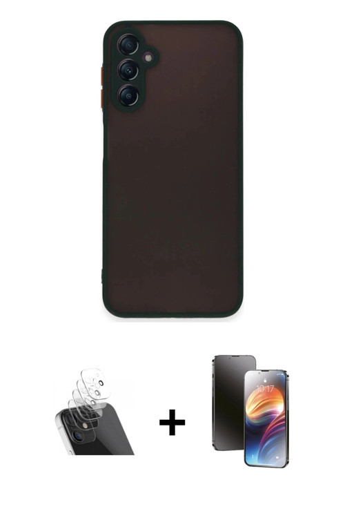 ieg™ Galaxy A14 4G Kılıf Ahenk Çizgi Serisi - Siyah 3D Antistatik Mat Seramik Nano Ekran Koruyucu +
