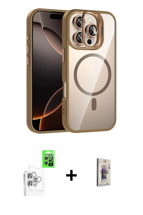 ieg™ iPhone 16 Pro Max Kılıf Yadigar Asil Koleksiyonu - Siyah Bilvis 3D Cam Ekran Koruyucu + Beyaz R