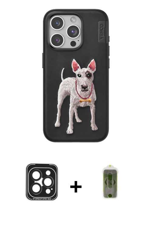 ieg™ iPhone 15 Pro Max Kılıf Nova Form Koleksiyonu - Siyah Joko Magic 5D Hayalet Cam + Siyah PVD Met