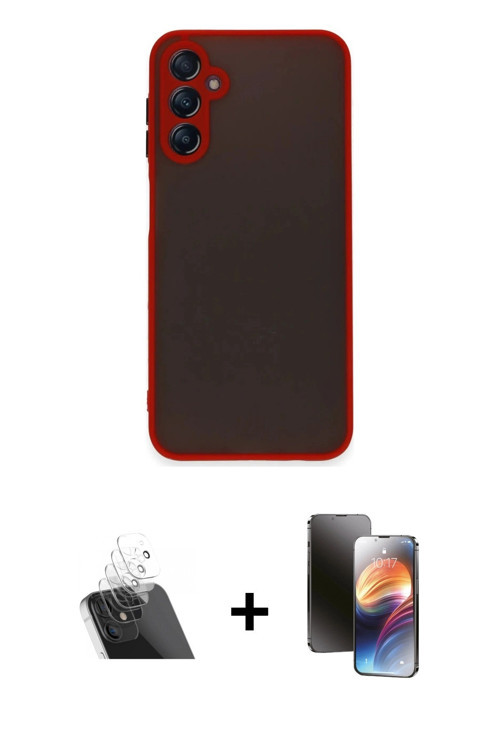 ieg™ Galaxy A14 4G Kılıf Ahenk Çizgi Serisi - Siyah 3D Antistatik Mat Seramik Nano Ekran Koruyucu +