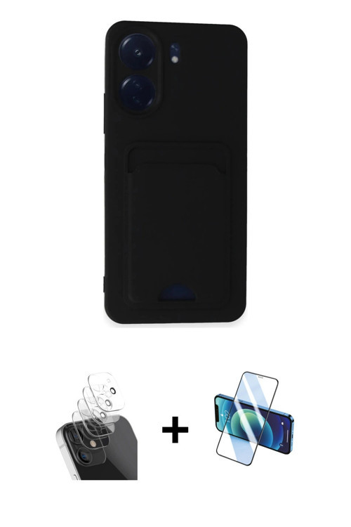 ieg™ Redmi 13C Kılıf Vadi Çizgi Prime - Siyah 3D Antistatik Seramik Nano Ekran Koruyucu + Şeffaf Kam