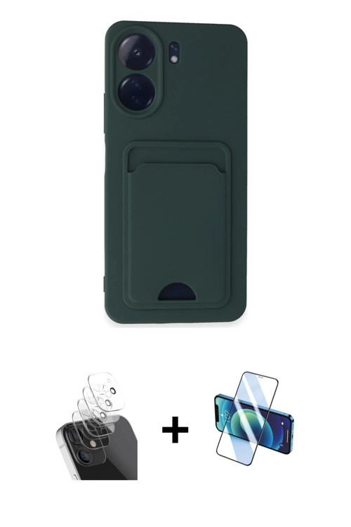 ieg™ Redmi 13C Kılıf Vadi Çizgi Prime - Siyah 3D Antistatik Seramik Nano Ekran Koruyucu + Şeffaf Kam