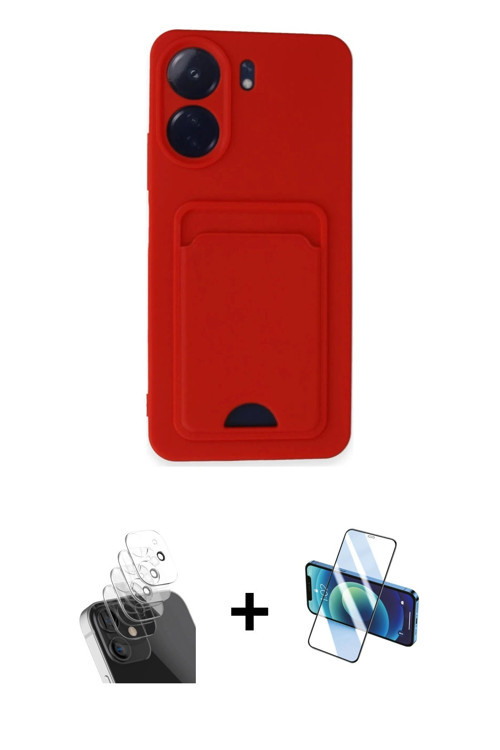 ieg™ Redmi 13C Kılıf Vadi Çizgi Prime - Siyah 3D Antistatik Seramik Nano Ekran Koruyucu + Şeffaf Kam