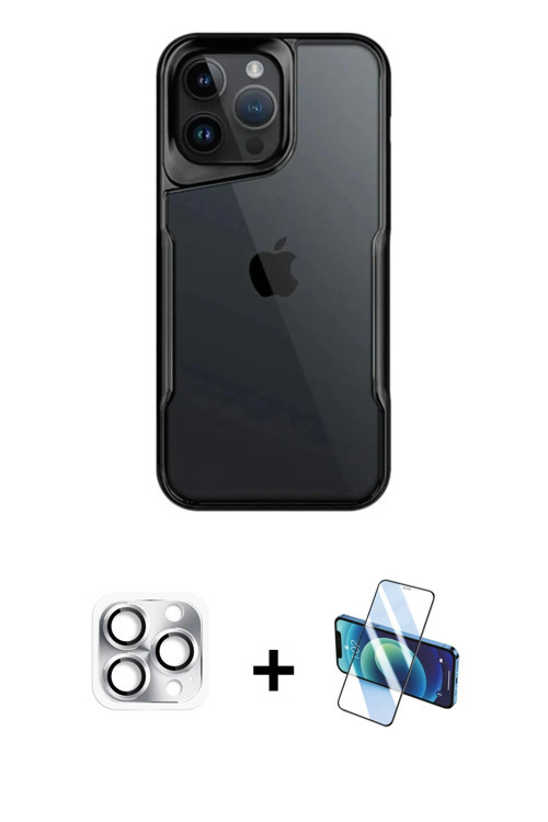 ieg™ iPhone 16 Pro Max Kılıf Akış Çizgi Koleksiyonu - Siyah 3D Antistatik Seramik Nano Ekran Koruyuc