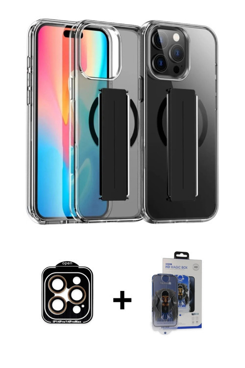 ieg™ iPhone 15 Pro Max Kılıf Nova Işık Koleksiyonu - Siyah Vanessa Magic Cam + Turuncu PVD Metal Kam