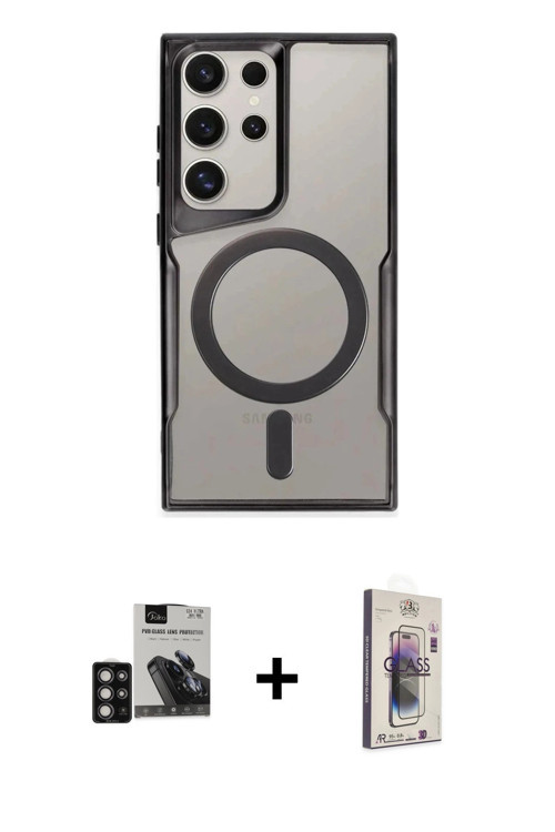 ieg™ Galaxy S24 Ultra Kılıf Yadigar Klasik Özel Seri - Siyah Bilvis 3D Cam Ekran Koruyucu + Derin Mo