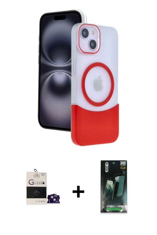 ieg™ iPhone 15 Kılıf Kozmos Form Özel Seri - Şeffaf 360 Full Body Arka Koruyucu + Sierra Blue Bilvis