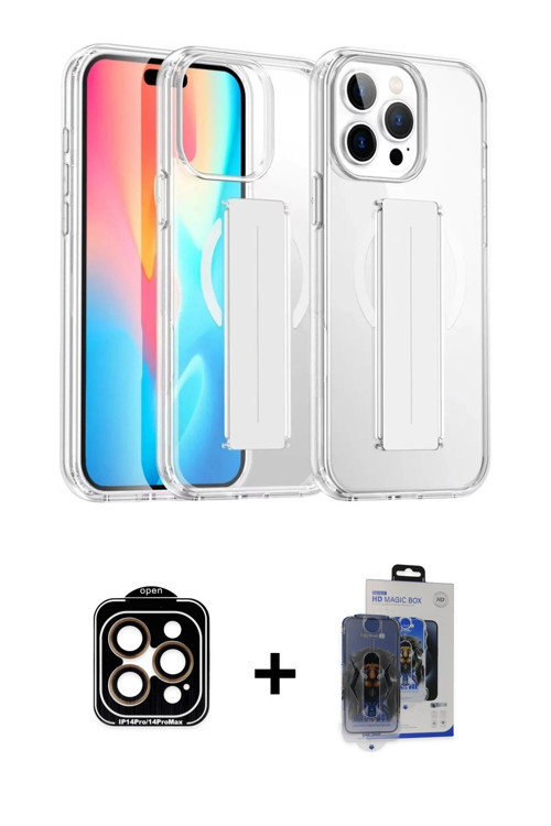 ieg™ iPhone 15 Pro Max Kılıf Nova Işık Koleksiyonu - Siyah Vanessa Magic Cam + Turuncu PVD Metal Kam