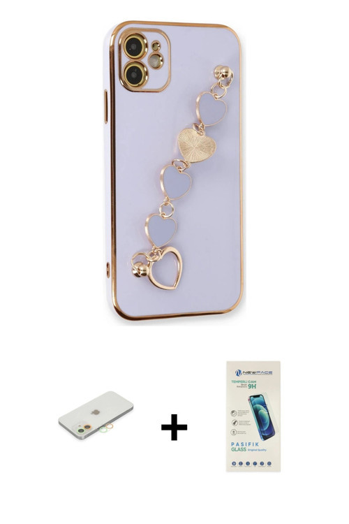 ieg™ iPhone 12 Kılıf Nova Işık Prime - Şeffaf Pasifik Cam Ekran Koruyucu + Turuncu Renkli Kamera Len