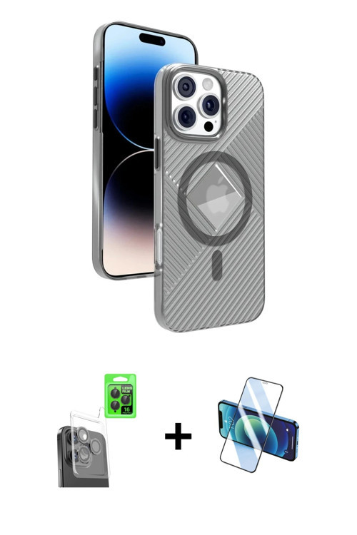ieg™ iPhone 16 Pro Max Kılıf Nova Modern Prime - Siyah 3D Antistatik Seramik Nano Ekran Koruyucu + S