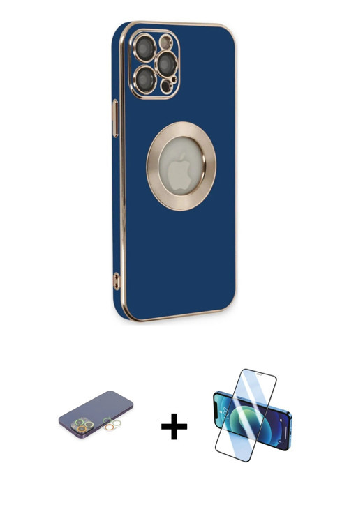 ieg™ iPhone 12 Pro Max Kılıf İz Form Serisi - Siyah 3D Antistatik Seramik Nano Ekran Koruyucu + Sarı