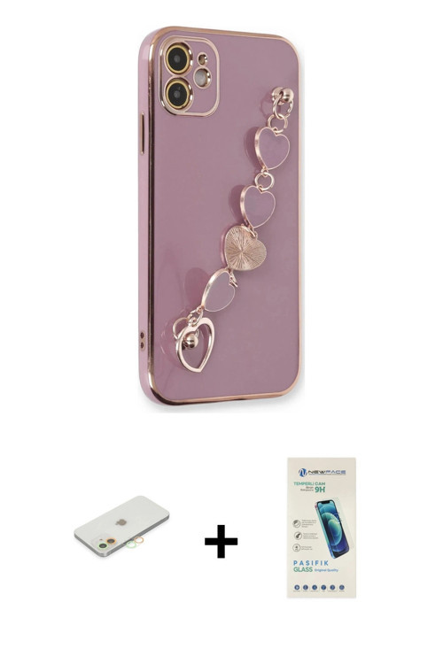 ieg™ iPhone 12 Kılıf Nova Işık Prime - Şeffaf Pasifik Cam Ekran Koruyucu + Turuncu Renkli Kamera Len