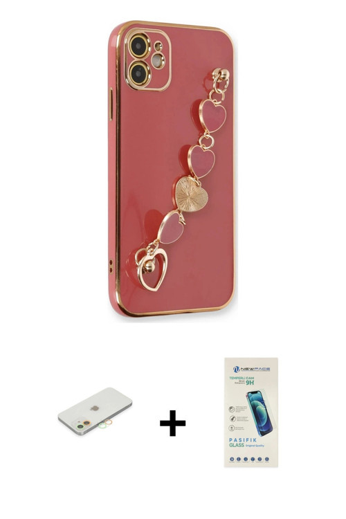 ieg™ iPhone 12 Kılıf Nova Işık Prime - Şeffaf Pasifik Cam Ekran Koruyucu + Turuncu Renkli Kamera Len