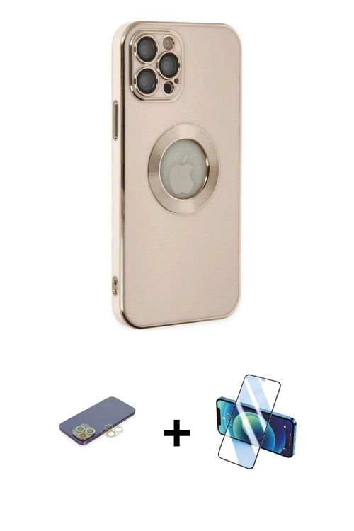 ieg™ iPhone 12 Pro Max Kılıf İz Form Serisi - Siyah 3D Antistatik Seramik Nano Ekran Koruyucu + Sarı