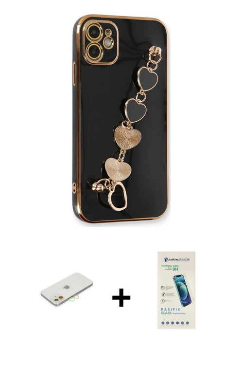 ieg™ iPhone 12 Kılıf Nova Işık Prime - Şeffaf Pasifik Cam Ekran Koruyucu + Turuncu Renkli Kamera Len