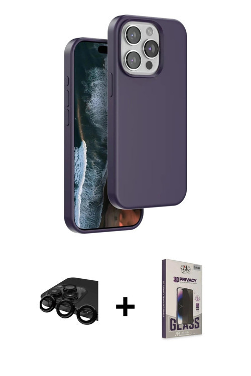 ieg™ iPhone 15 Pro Max Kılıf Kıvılcım Çizgi Serisi - Siyah Bilvis Hayalet Cam Ekran Koruyucu + Siyah