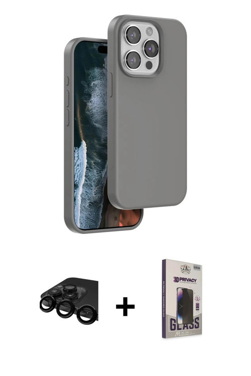 ieg™ iPhone 15 Pro Max Kılıf Kıvılcım Çizgi Serisi - Siyah Bilvis Hayalet Cam Ekran Koruyucu + Siyah