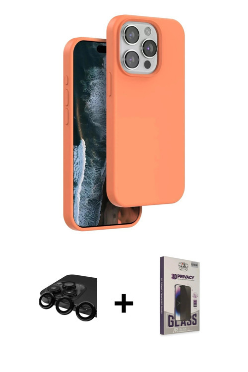 ieg™ iPhone 15 Pro Max Kılıf Kıvılcım Çizgi Serisi - Siyah Bilvis Hayalet Cam Ekran Koruyucu + Siyah