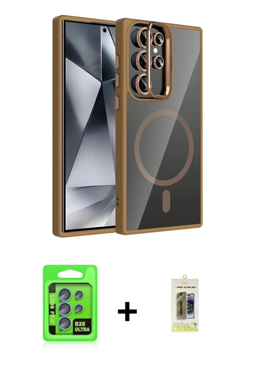 ieg™ Galaxy S25 Ultra Kılıf Yadigar Asil Koleksiyonu - Siyah Joko Magic 5D Hayalet Cam + Mavi Raze M