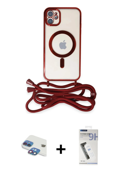 ieg™ iPhone 11 Kılıf Eksen Özel Seri - Şeffaf Uv Polymer Nano Ekran Koruyucu + Gökkuşağı Pers Alümin