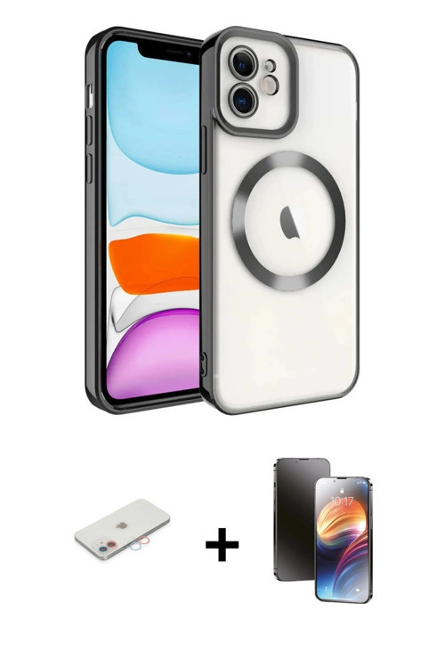 ieg™ iPhone 11 Kılıf Nova Işık Özel Seri - Siyah 3D Antistatik Mat Seramik Nano Ekran Koruyucu + Pem