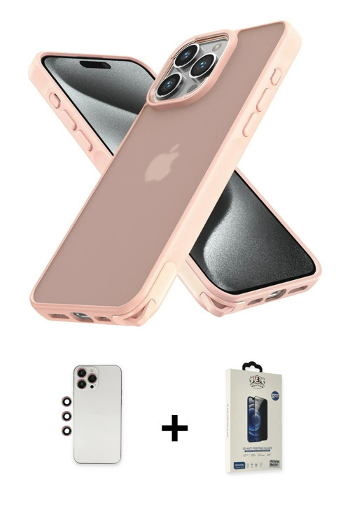 ieg™ iPhone 12 Pro Max Kılıf Atlas Form - Siyah Bilvis Hayalet Cam Ekran Koruyucu + Gökkuşağı Shine