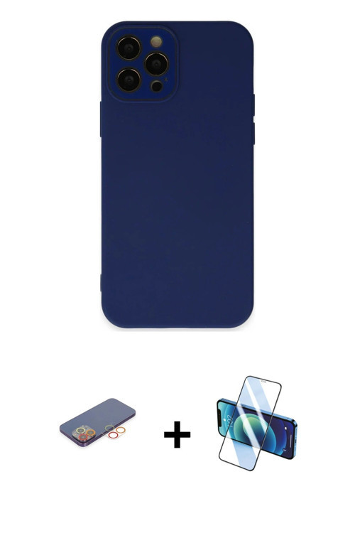 ieg™ iPhone 12 Pro Kılıf Çekirdek Modern Serisi - Siyah 3D Antistatik Seramik Nano Ekran Koruyucu +