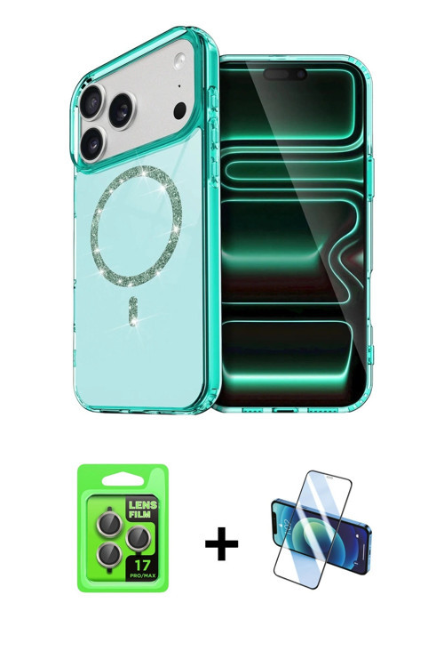 ieg™ iPhone 17 Pro Kılıf Kıvılcım Form Prime - Siyah 3D Antistatik Cam Ekran Koruyucu + Gri Raze Met
