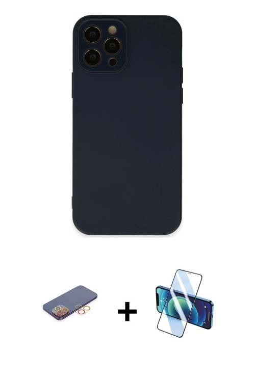 ieg™ iPhone 12 Pro Kılıf Çekirdek Modern Serisi - Siyah 3D Antistatik Seramik Nano Ekran Koruyucu +