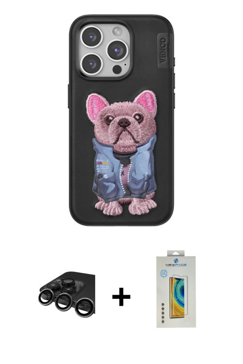 ieg™ iPhone 15 Pro Max Kılıf İz Minimal Koleksiyonu - Siyah Polymer Nano Ekran Koruyucu + Titanyum G